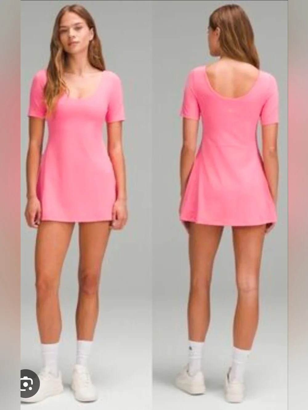 Lululemon Align Short Sleeve Dress Sonic Pink Built In Shorts Size 8 NWT - Picture 3 of 9